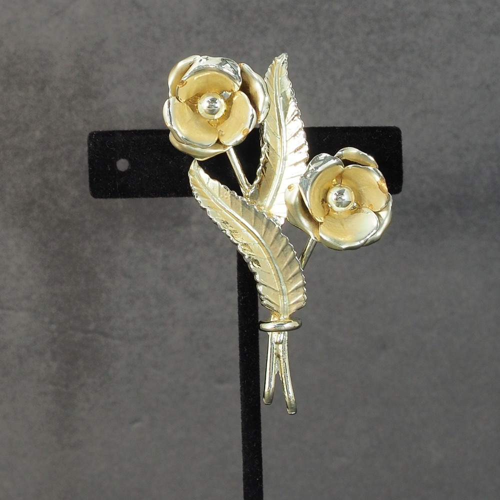Cora Brooch Pin Silver Tone Flowers and Leaves Vintage Women's Jewelry
